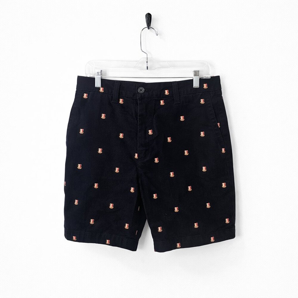 Tommy Hilfiger Cotton Crest Print Shorts Navy Mens 29 Preppy Old Money